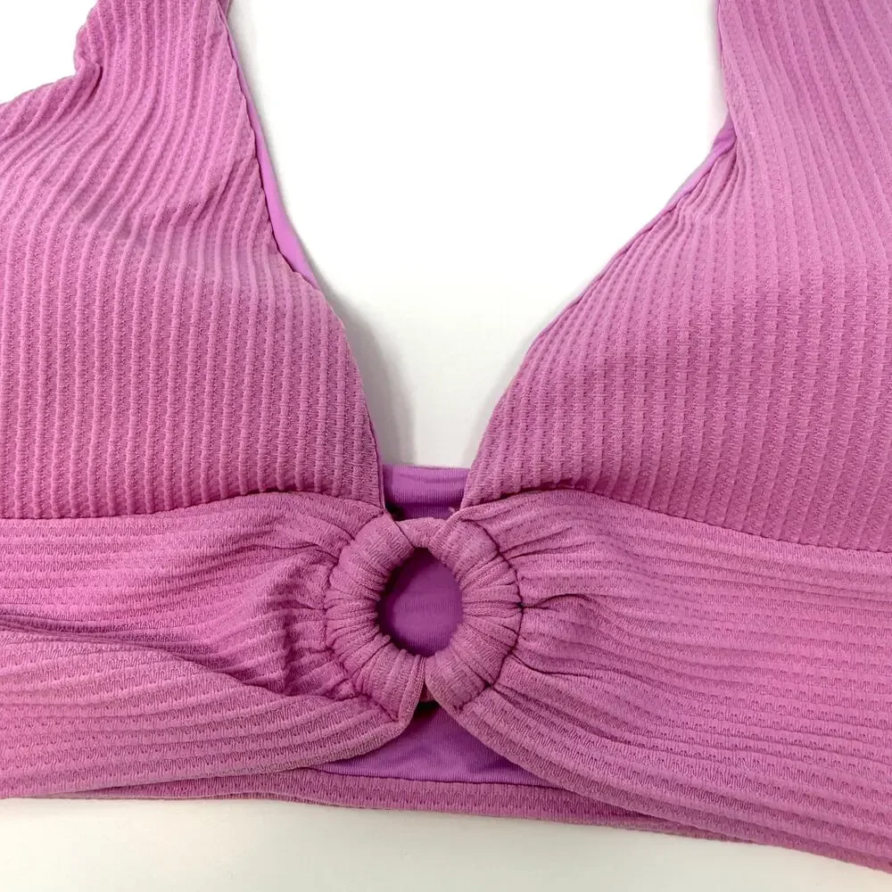 L*SPACE Ribbed Keyhole Fisher Bikini Top In Rosebud Size Medium New